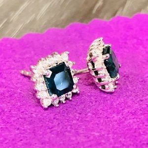 56.) New Teal Grandidierite & Diamond Earrings